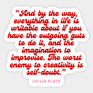 worst enemy of creativity is self doubt- Aesthetic Sylvia Plath quote retro Sticker